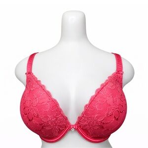 Créme Bralée Lingerie Lace Bra 38DDD • Hot Pink / Coral Pink • NWT